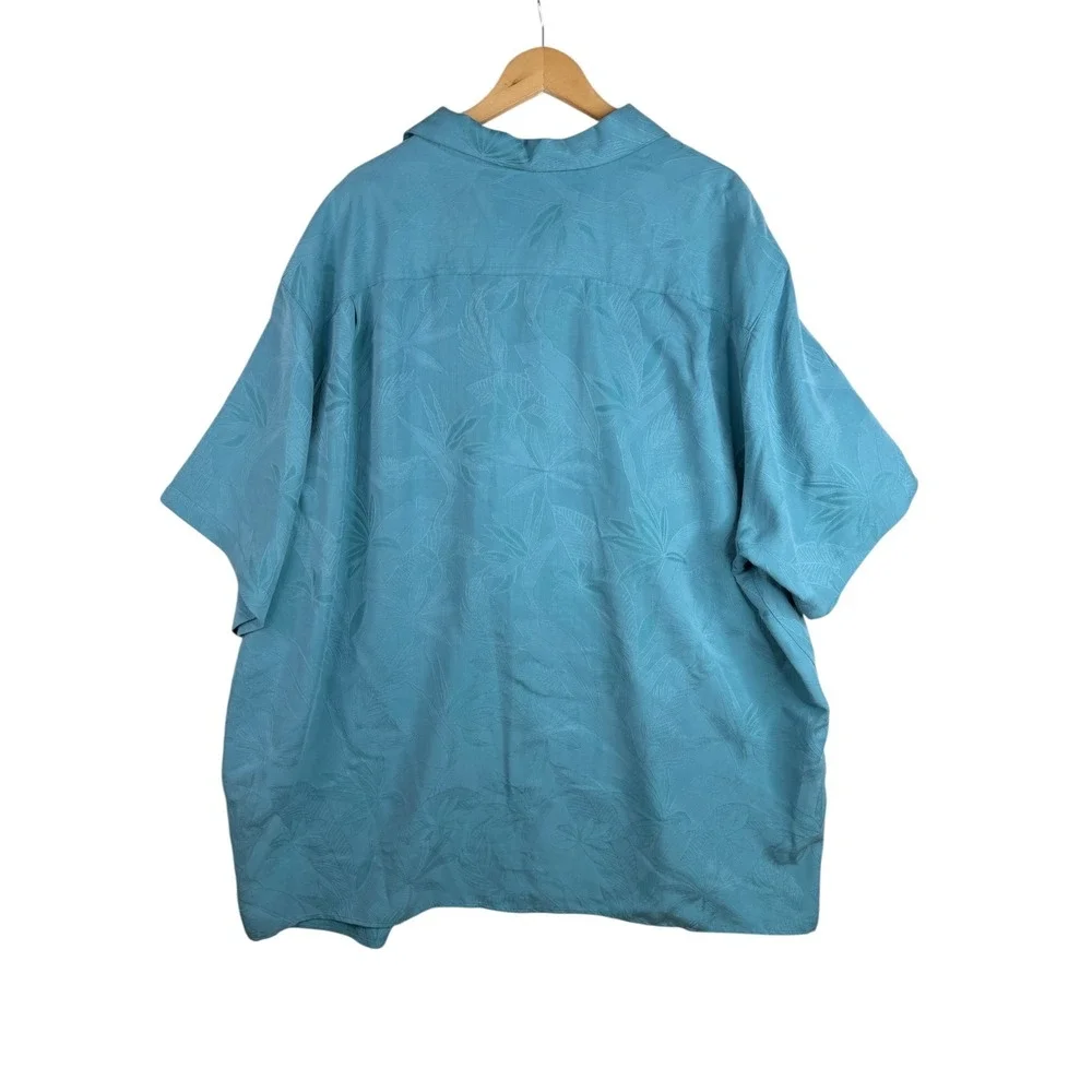 New Caribbean Textured Short Sleeve Woven Button Down Shirt size 4X Big Blue‎_7
